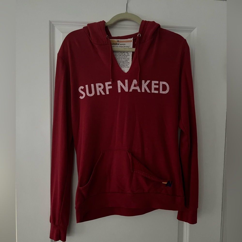Aviator Nation size medium Red 'Surf Naked' Hoodie